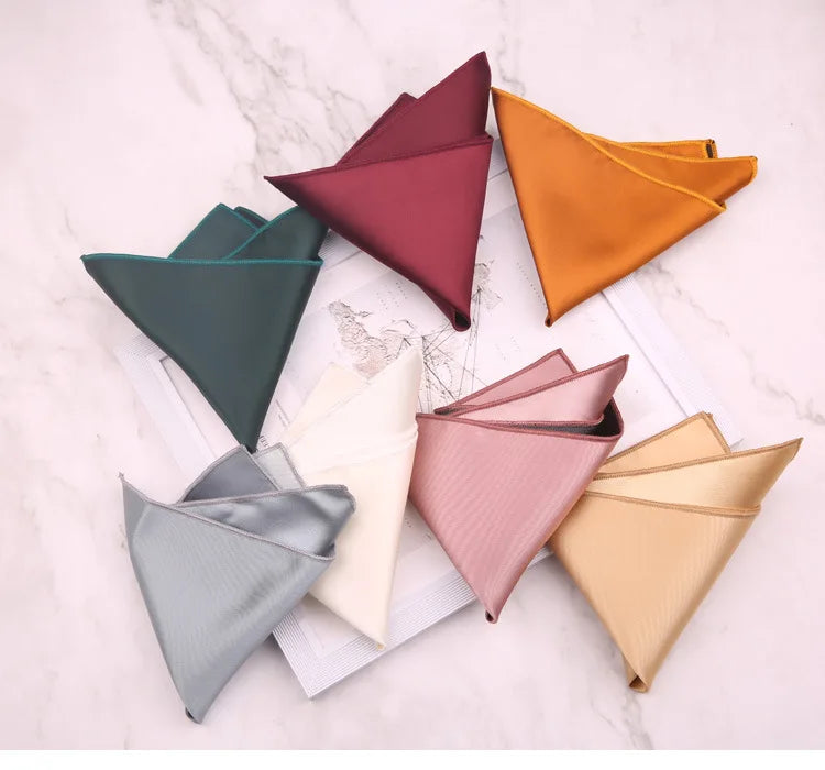 Class Solid Mens Pocket Square Customized Plain Silky Handkerchiefs Scarf for Wedding