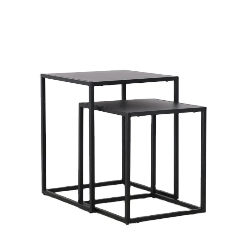 European Furniture Bedroom Night Stand Coffee Table Storage Shelf Sturdy Easy Assembly Metal Square Sofa Side Nesting Table