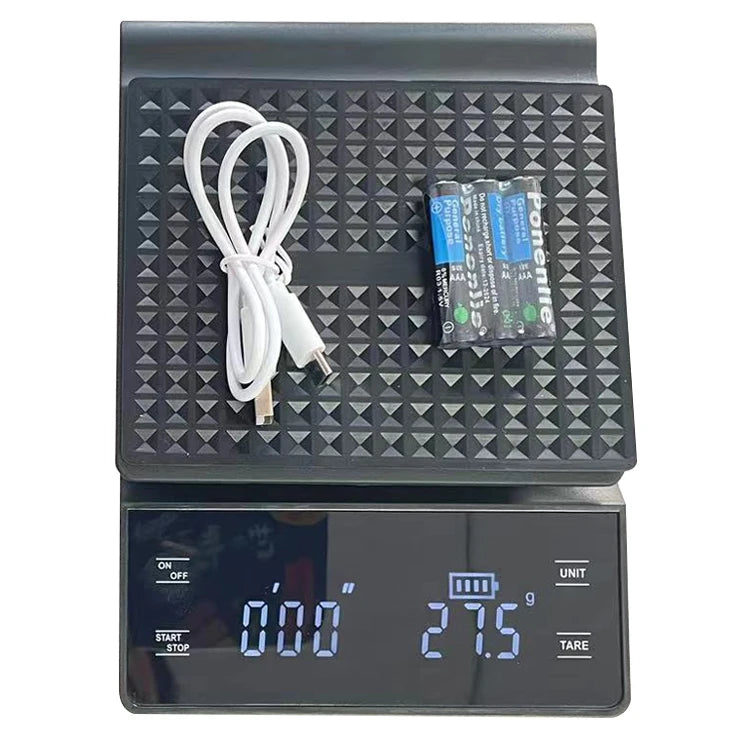 New Electric Portable Kitchen Scale Large Touch Screen 3kg/0.1g Capacity Digital Timing Function Auto Shutoff Type C Charging