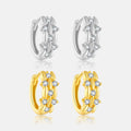 FUAMAY Dainty 18K Gold Plated 925 Sterling Silver Hoop Earrings Aretes Wide Hollow Hoop Earrings With Zircon