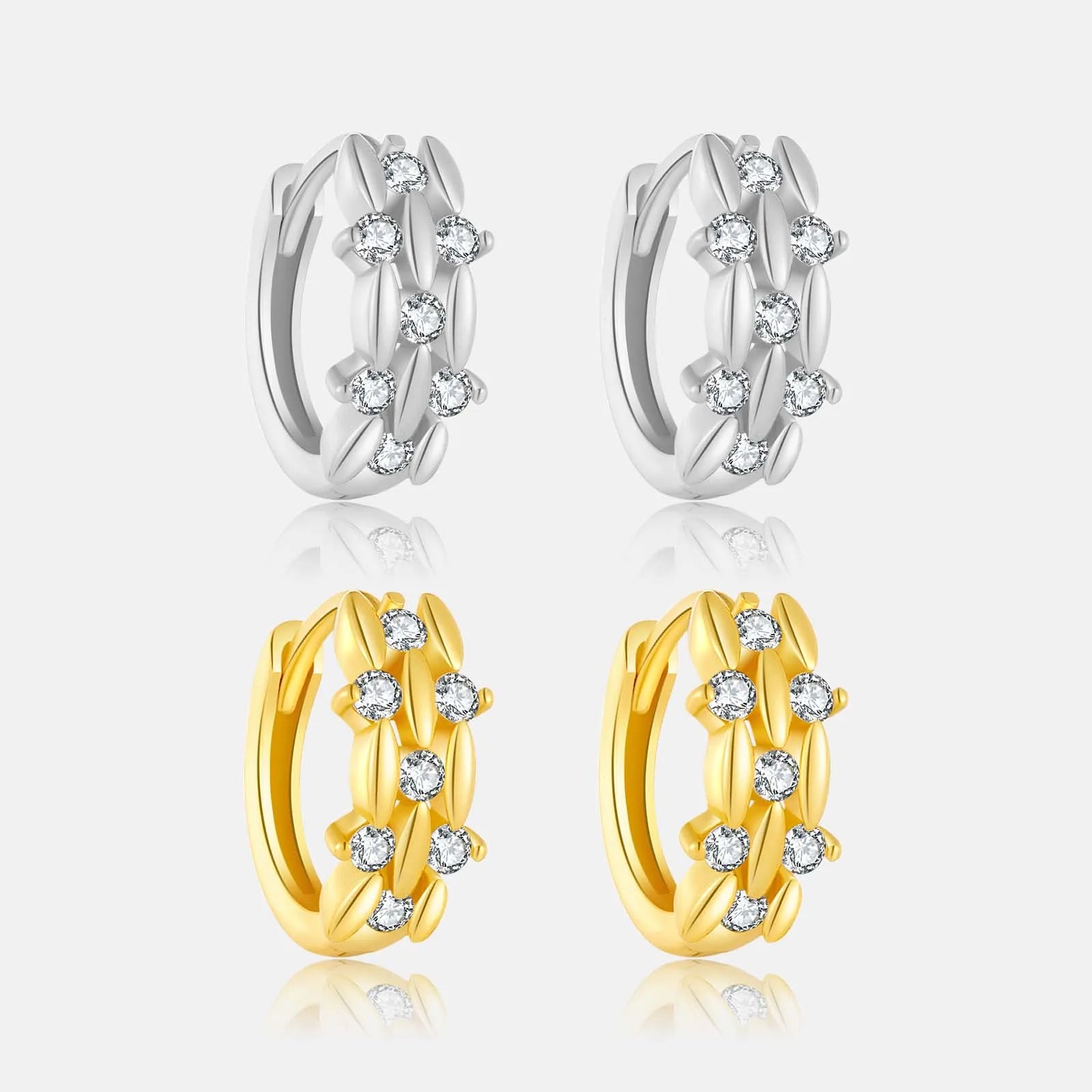 FUAMAY Dainty 18K Gold Plated 925 Sterling Silver Hoop Earrings Aretes Wide Hollow Hoop Earrings With Zircon