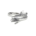 New Romantic Adjustable Hand Shaped Antique Silver Plated Love Hug Ring