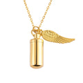 Open Perfume Bottle Wing Necklace Family Relatives Hair Remains Urn Pendant Cylinder Titanium Steel Jewelry Accessories