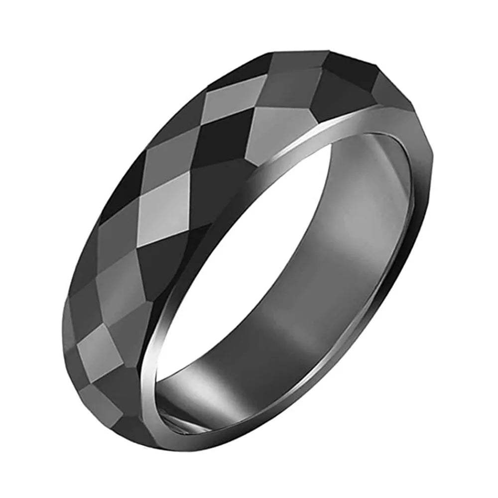 Faceted Terahertz Rings for Men Energy Power Stone Healing Women Ring Valentines Day Gift Wedding Engagement Couple Rings