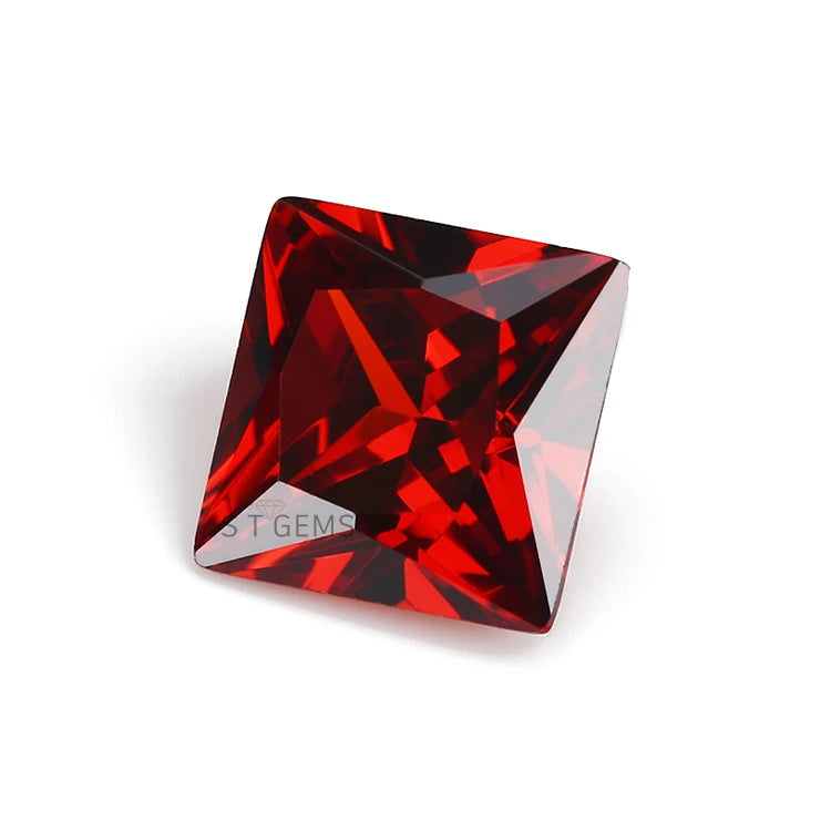 Ready to Ship 200 Pcs Loose Synthetic Ruby Gems Garnet Princess Cut Square Cubic Zirconia Diamond for Rings