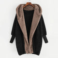 2022 Europe and the United States New Women's Matching Color Cashmere Hooded Loose Cardigan Coat