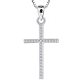 High Quality 925 Sterling Silver Religious Christian Cubic Zirconia Jesus Cross Pendant Necklace Jewelry