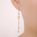 H&F Original 18k Solid Gold Earring Drop Eardrop Real Pure Gold Manufacturer Long Tree Leaf Fine Jewelry for Women Mama Earrings