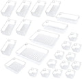 Hot-Selling 24pcs Drawer Organizer Tray Set 4 Different Sizes Plastic Storage for Makeup Office Desk Organizer