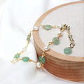 2021 Newest Design Korean Style Lucky Natural Freshwater Pearl Green Aventurine Jade Stone Donuts Charm Bracelets for Women Girl