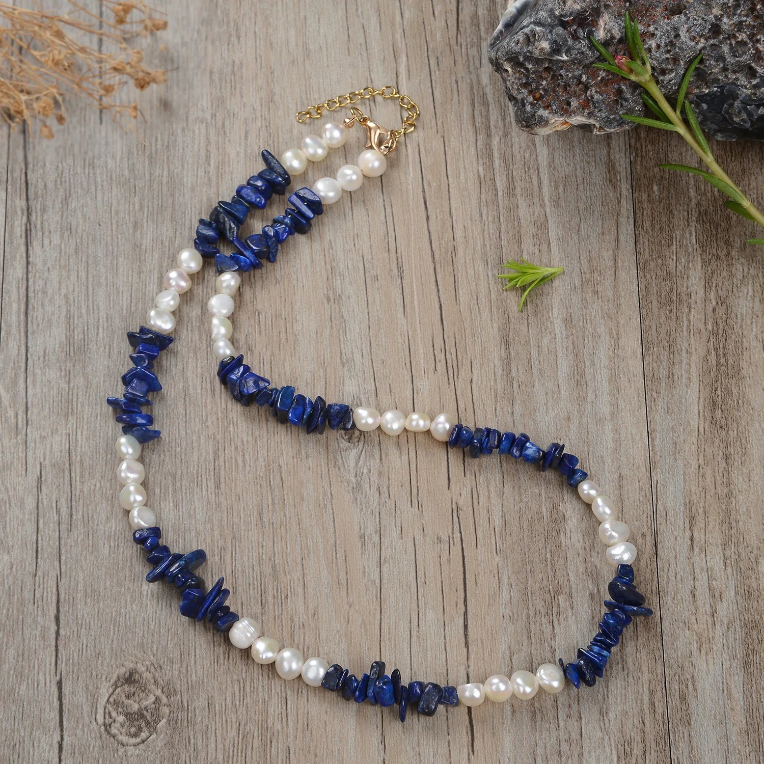 Irregular Amethyst Natural Stone Round Beaded Red Village Pearl and Coral Necklace