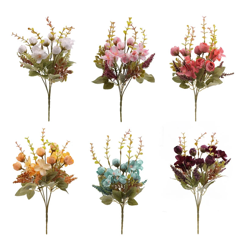 34CM Artificial Silk Rose Bouquet for Wedding Valentine's Day Christmas Home & Tabletop Wall Decoration