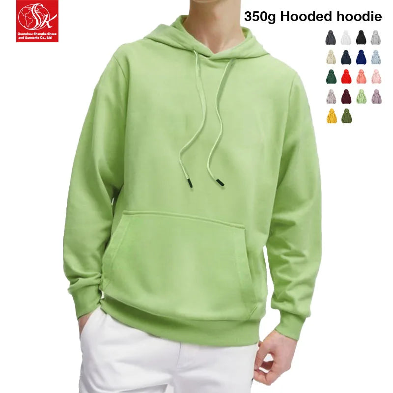 SK Unisex 350g Oversized Cotton Knitted Pullover Sweatshirt Wholesale Hooded with Custom Print Embroidery Carve for Autumn