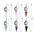 Natural Stone Crystal Hexagonal Bullet Point Pendulumreiki Crystal PendulumHealing Crystal Tree Life 7 Chakra Cone Pendulum