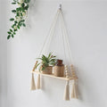 New Customized Macrame Hanging Shelves Rustic Wood Wall Shelves Handmade Woven Hanger W1266