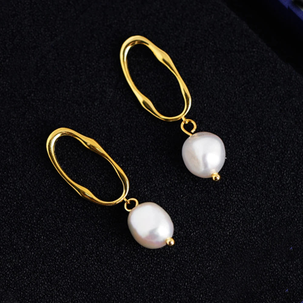 925 Sterling Silver Waterproof Drop Pearl Fashion Jewelry Pearl Earrings Jewelry