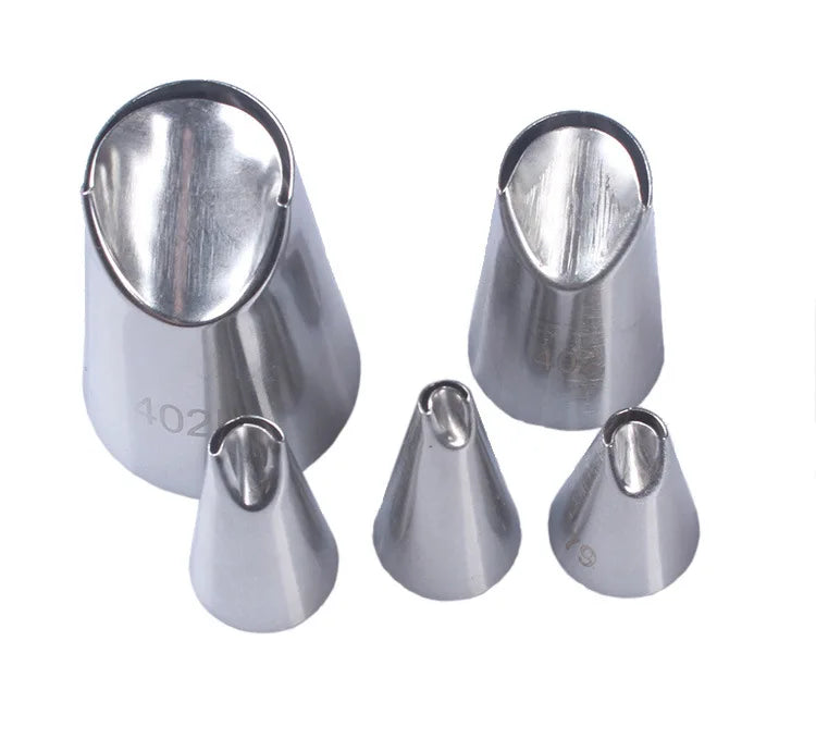 Chrysanthemum Wrinkled Piping Icing Nozzle Cake Decorating Tube Set Stainless Steel 5 Pieces Non-Stick Heat Resistant