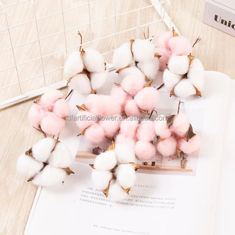 Single Stem Bulk Long Stem Natural Dry Cotton Branch Natural Dried Flowers Artificial Flowers Branches for Home Decoration