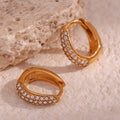 Dainty Pear Shape Zircon Huggie Earrings Tarnish Free Jewelry 18k Gold Plated Stainless Steel Jewelry