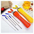 Reusable Stainless Steel Straw with Cleaner Brush and Travel Bags