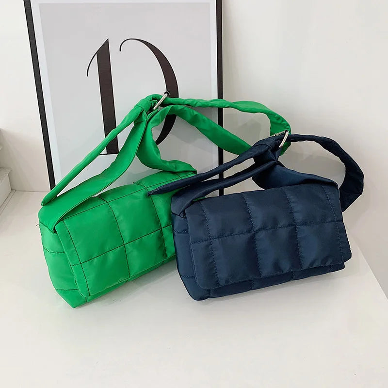 2023 OEM/ODM Custom Women Geometric Diamond Nylon Quilted Puffer Crossbody Shoulder Bag Reusable Shopping Tote Customized Colors