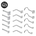 Wholesale ASTM F136 G23 Titanium Body Piercing Jewelry L Shape Bend Square Star Zircon Screws Nose Ring