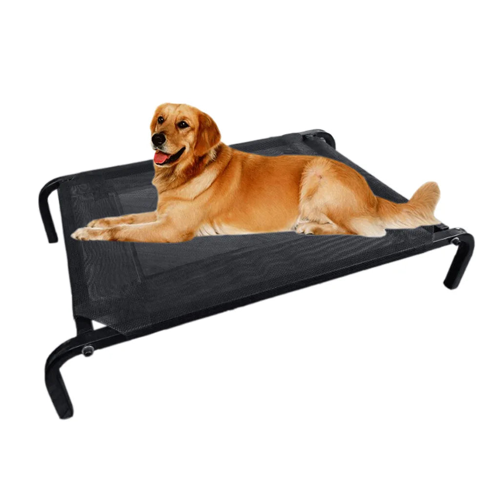 Outdoor Waterproof Stainless Steel Frame Pet Cooling Bed Elevated Rectangular Dog Bed with Dot Pattern Breathable and Raised