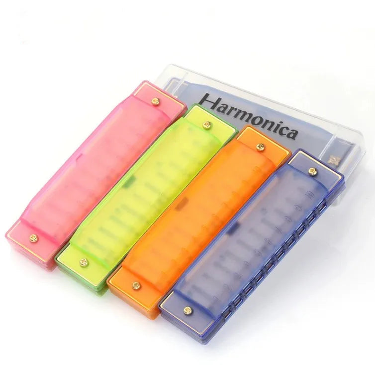 OEM Accepted ABS Kids Harmonica Ethnic Musical Instrument 10 Holes Colorful Souvenir Diatonic Pronunciation Method 3+ Years C