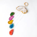 Natural Agate Geode Colorful Agate Slice Crystal Wind Chime Healing Stone Hanging Decoration