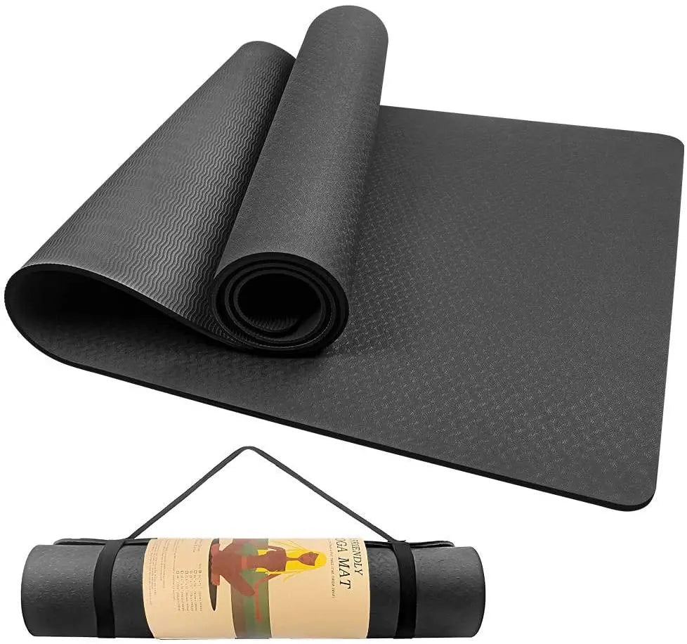 High Quality Best Custom Logo Printed Eco Friendly Foldable Waterproof Black TPE Yoga Mats Exercise Fitness Yoga Matt