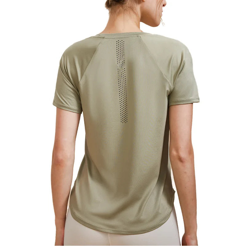 Women's High-End Summer Sports Top Breathable Yoga Clothing for Running Professional Fitness Blouse-Thin Short-Sleeved T-Shirt