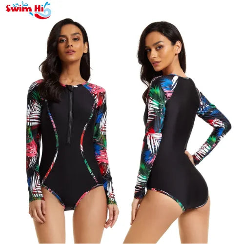 Sport One Piece  Zipper Push up Swimsuit Swimwear  Surfing Swimwear  Women Swimsuit Bathing Suit Rash Guard for Women