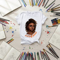 Custom LOGO Women's Oversized O Neck Short Sleeve Casual Graphic Print Cartoon Black History Month Plus Size Tops Tee Shirts