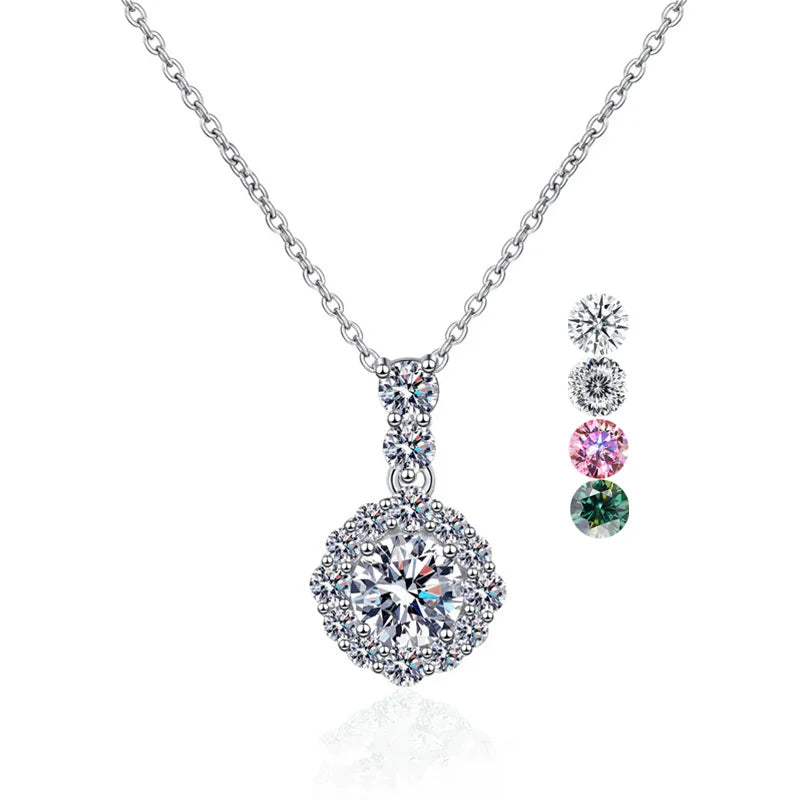 Wholesale Jewelry 1 Ct D Color Lab Diamond Necklace 925 Sterling Silver Pendant Vvs1 Moissanite Pendant Necklace for Women