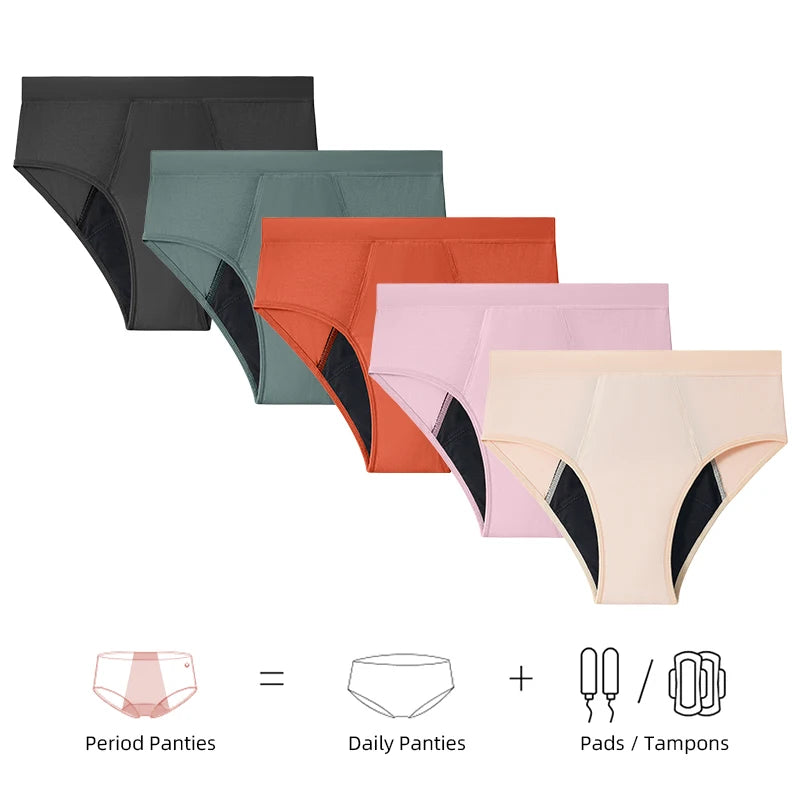 High Waist Women Leak Proof Reusable Menstrual Underwear Breathable Bamboo Menstrual Period Panties Underwear