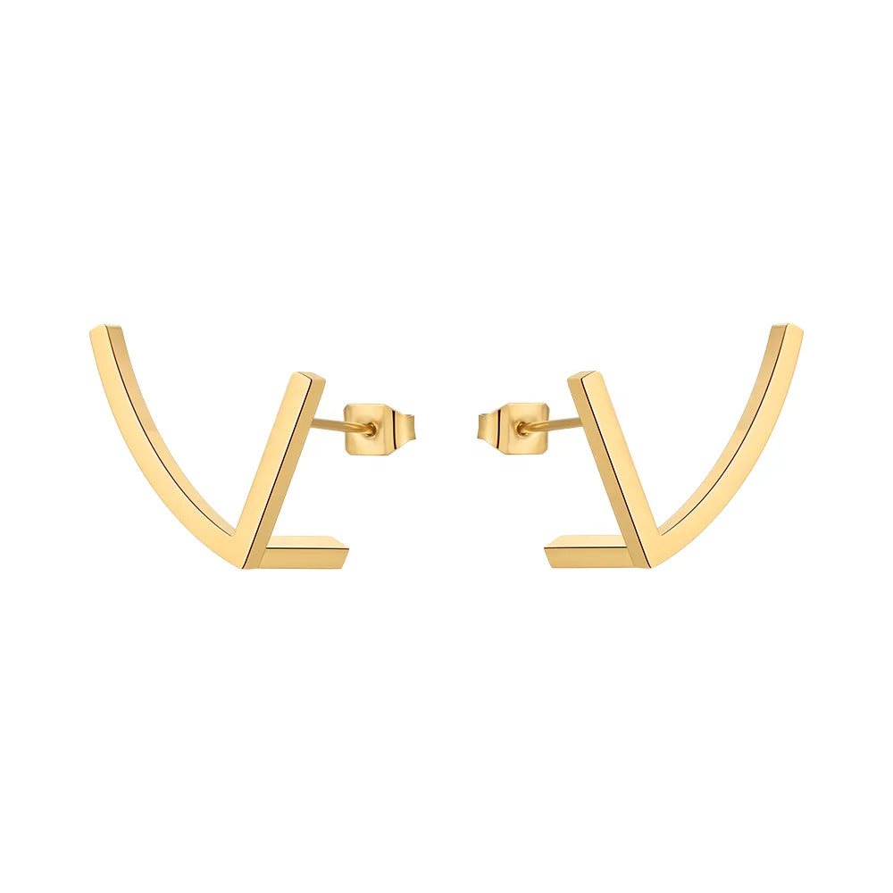 Original Design 18K Gold Plated Stainless Steel Jewelry New in Geometric Piercing Gold Color Ear Stud for Women Earrings E221470