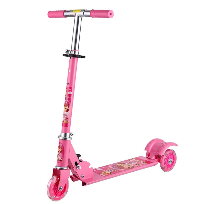 Outdoor  Adjustable Three Wheels Folding Toys Kids Flash Scooter Children's Scooter