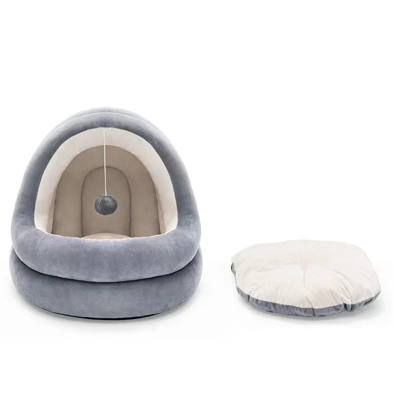 Indoor Cat House Cat Bed with Removable Foam Cushion
