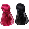 Factory Custom Logo Solid Color Imitation Silk Bandanas High Quality Hair Wraps Hip Hop Silky Durag