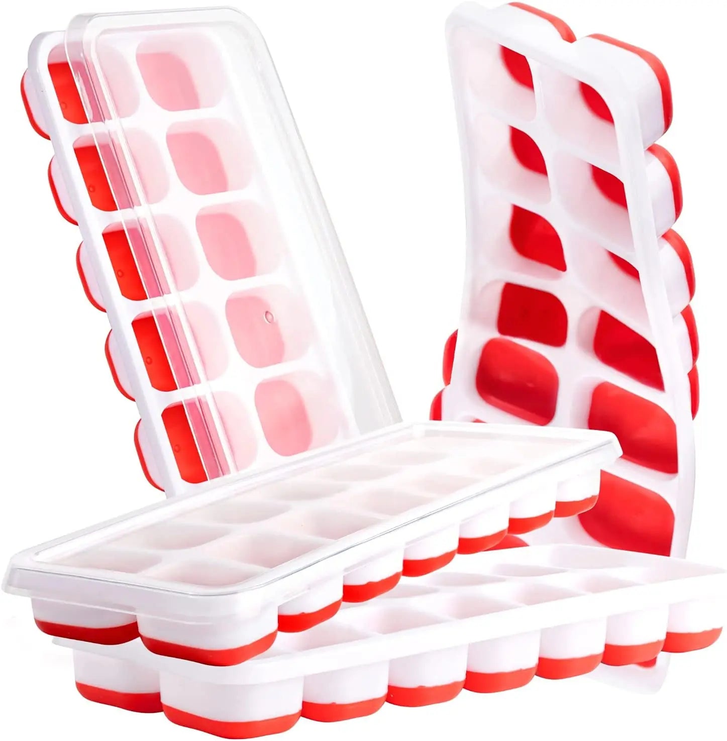 Food Grade Easy Release Silicone Cube Ice Cube Molds 14 Ice Tray Stackable Durable Ice Cube Tray With Lid