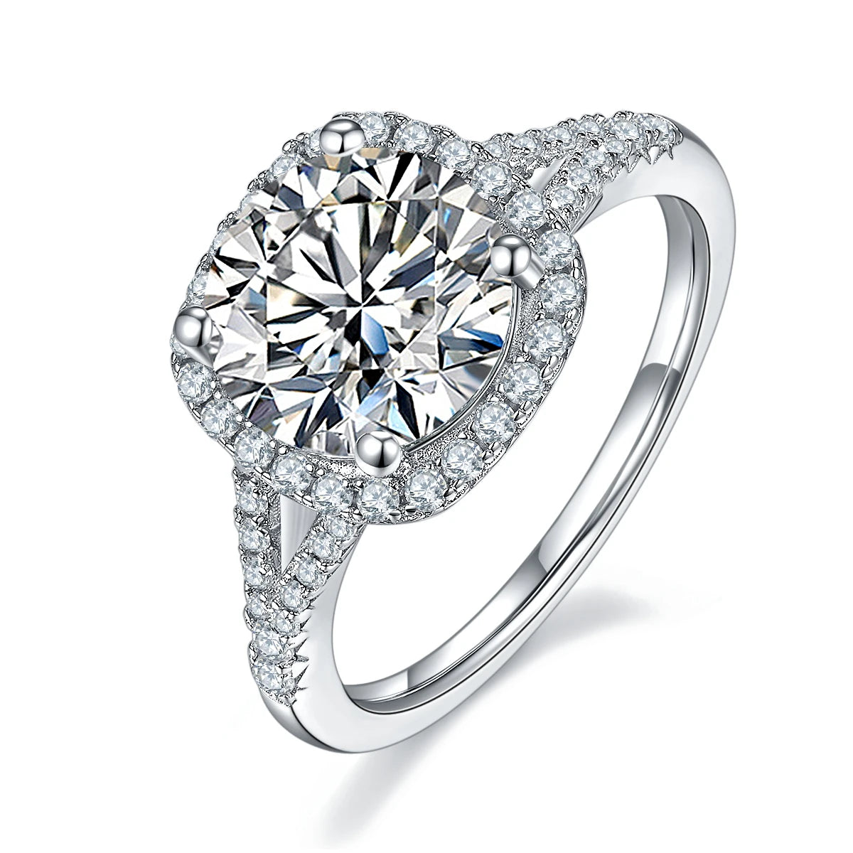 Factory Direct Selling Large Moissanite 3ct Ring 925 18k Sterling Silver for Ladies Gift