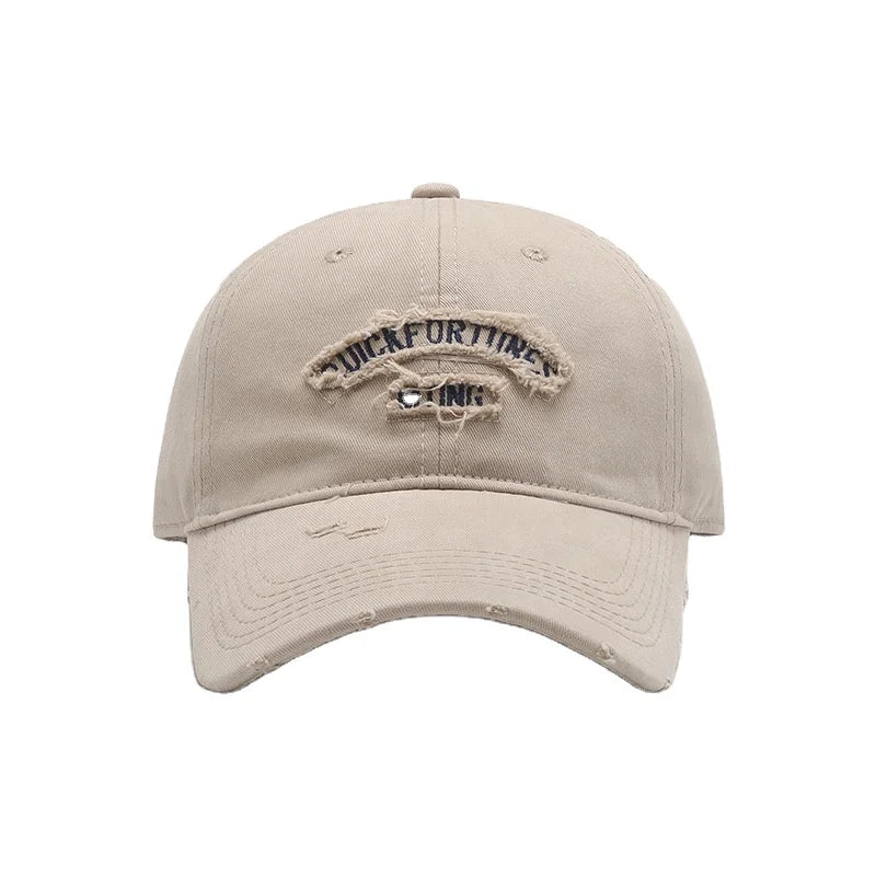 Unisex Simple Breathable 3D Embroidered Letter Denim Baseball Cap Common Washed Soft Top Curved Eave Outdoor Travel Metal Buckle