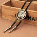 Poirot Tie Men's Necklace Simple Personality up and Down Adjustment Round Brand Pendant Leather Rope Necklace