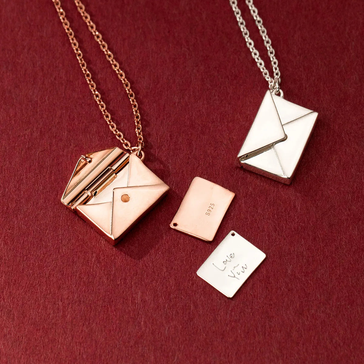 Daidan Letter Necklace Sterling Silver Lover Card I Love You Envelope Trendy Women Necklace