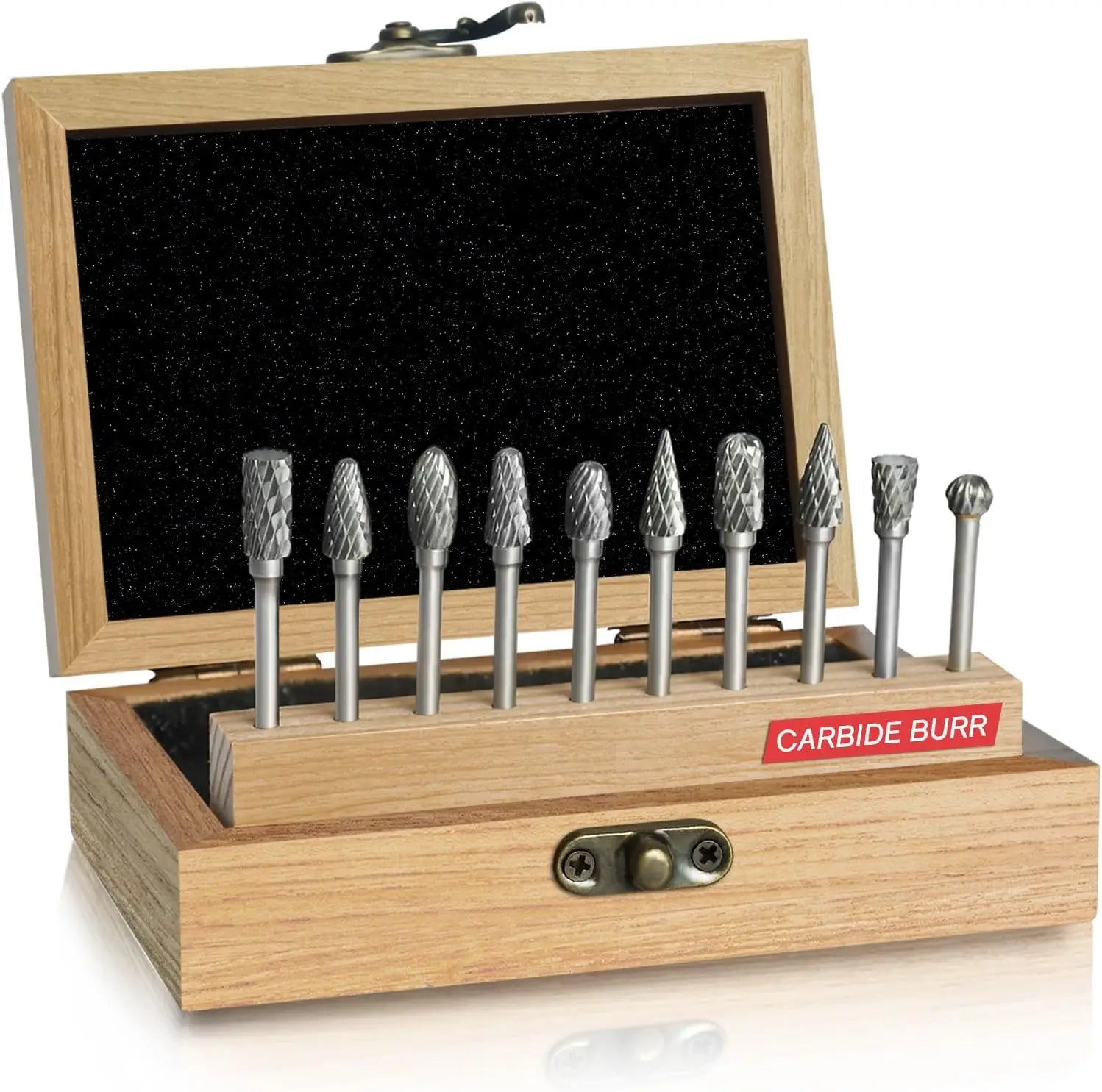 JEEKVISEN Tungsten Carbide Burr Set Die Grinder Bits 1/8" Shank 10Pcs Double Cut Rotary Metal Deburring Finishing Drilling