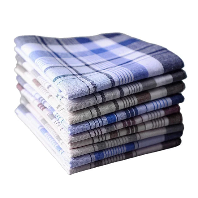 Panuelo De Hombre 9pcs Set Assorted Colors Cotton Hankies 38x38cm Soft Yarn Dyed Cotton Vintage Striped Handkerchiefs for Men