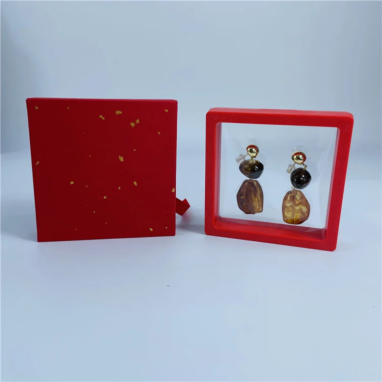 Recyclable Small Rouge Red Paper Rigid Cardboard Box Storage Jewelry Set Transparent Gift Drawer Boxes for Packaging