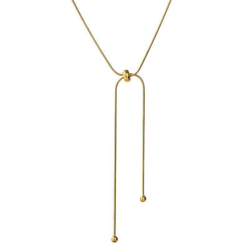 AA016148 Adjustable Necklace Chain Stainless Steel Plated 18k Gold Adjustable Chain Necklace