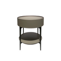 Factory Wholesale Luxury Style Leather Bedside Table With 1 Drawer Customizable Hotel Home Use Nightstand Brown Cabinet Khaki