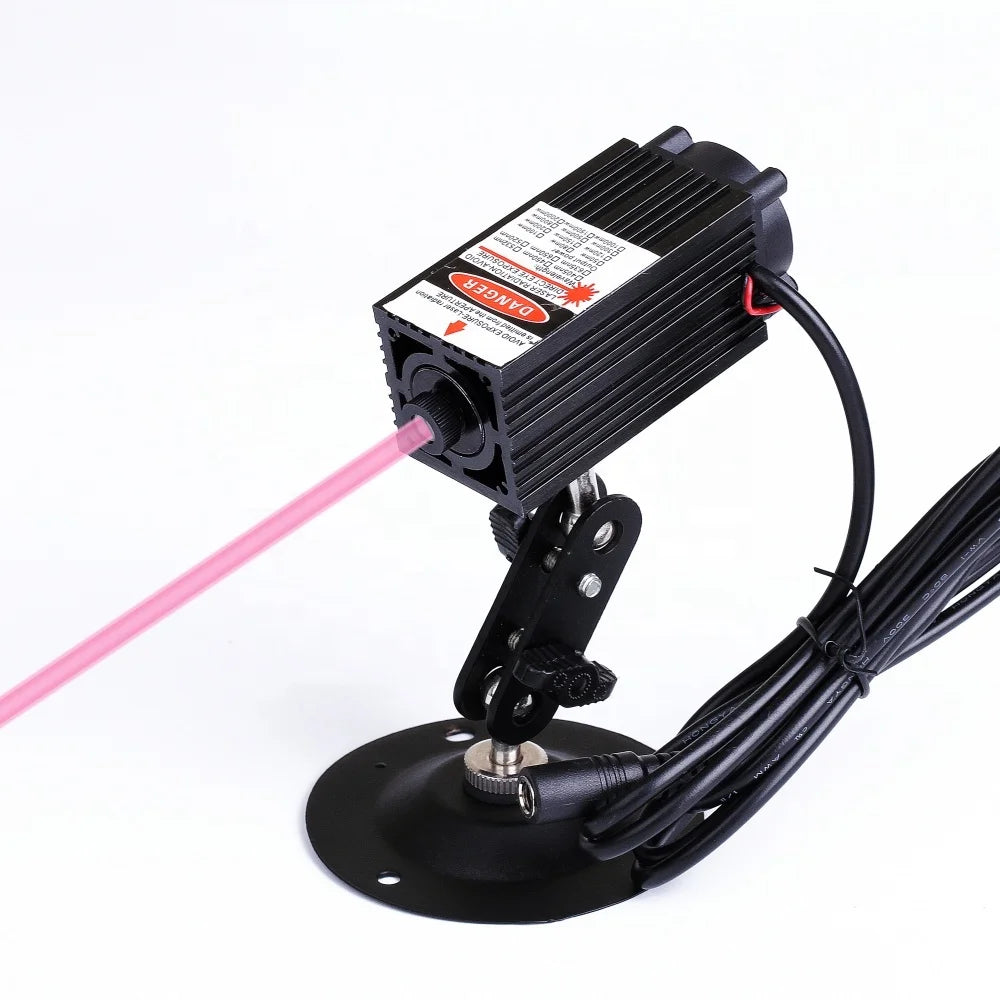 High Power 638nm Focusable 12V DC Red Dot Laser Module with Cooling Fan 100mW 300mW 500mW 700mW 1W (with Adapter+Bracket)